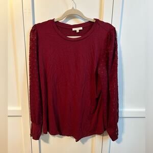 Skies are Blue Long Sleeve Maroon Blouse
